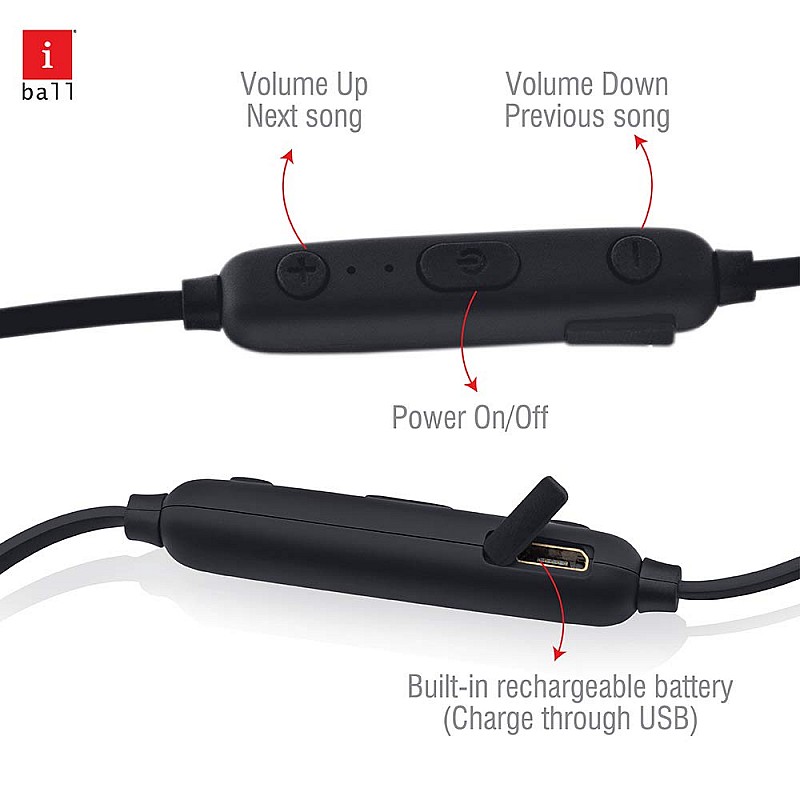 iBall EarWear Sporty Wireless Bluetooth in Ear Headset with Mic (Full Black)