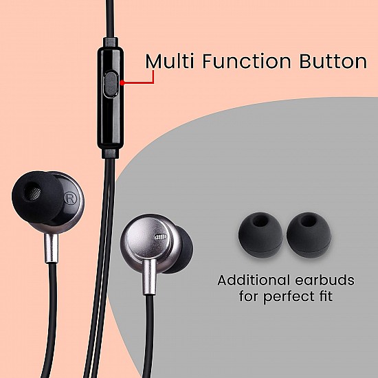 ZEBRONICS Zeb-Addiction Wired Earphone with Mic (Black)