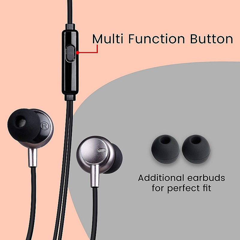 ZEBRONICS Zeb-Addiction Wired Earphone with Mic (Black)