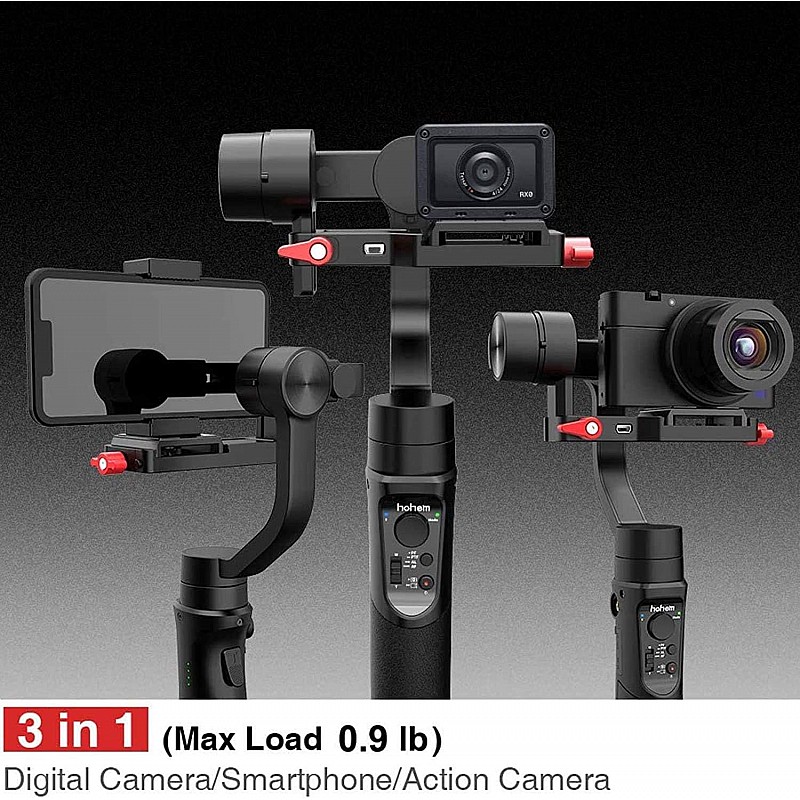 All in 1 3-Axis Gimbal Stabilizer for Compact Camera Action Camera and Smartphone, Compatible