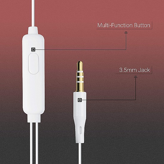 ZEBRONICS Zeb-Calyx Wired in Ear Earphone with Mic (White)