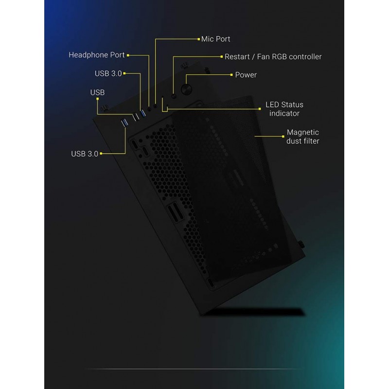 Zebronics Zeb-Sonic PRO Premium Gaming Cabinet Comes with Tempered Glass Front & Side Panel,120mm Rear & Front RGB LED Fan