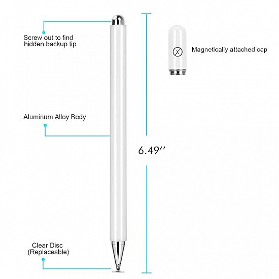 Xmate Stylus Pen for Touchscreen Devices, Fine Point, Capacitive Pen (White)