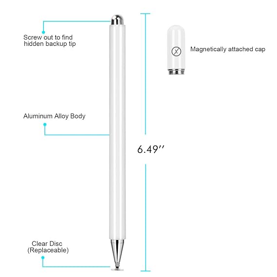 Xmate Stylus Pen for Touchscreen Devices, Fine Point, Capacitive Pen (White) Xmate Stylus Pen for Touchscreen Devices, Fine Point, Capacitive Pen (White)