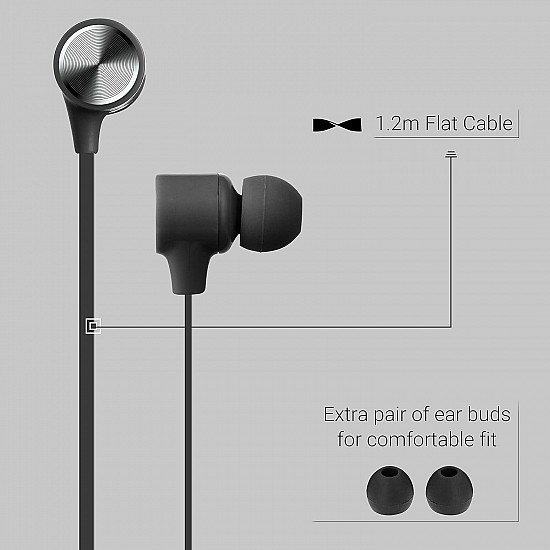 Zebronics Zeb-Protect Wired Earphone with Call Function(Black)