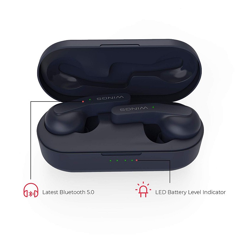 Wings Troopers in-Ear True Wireless Bluetooth Earbuds (TWS) - (Navy Blue)