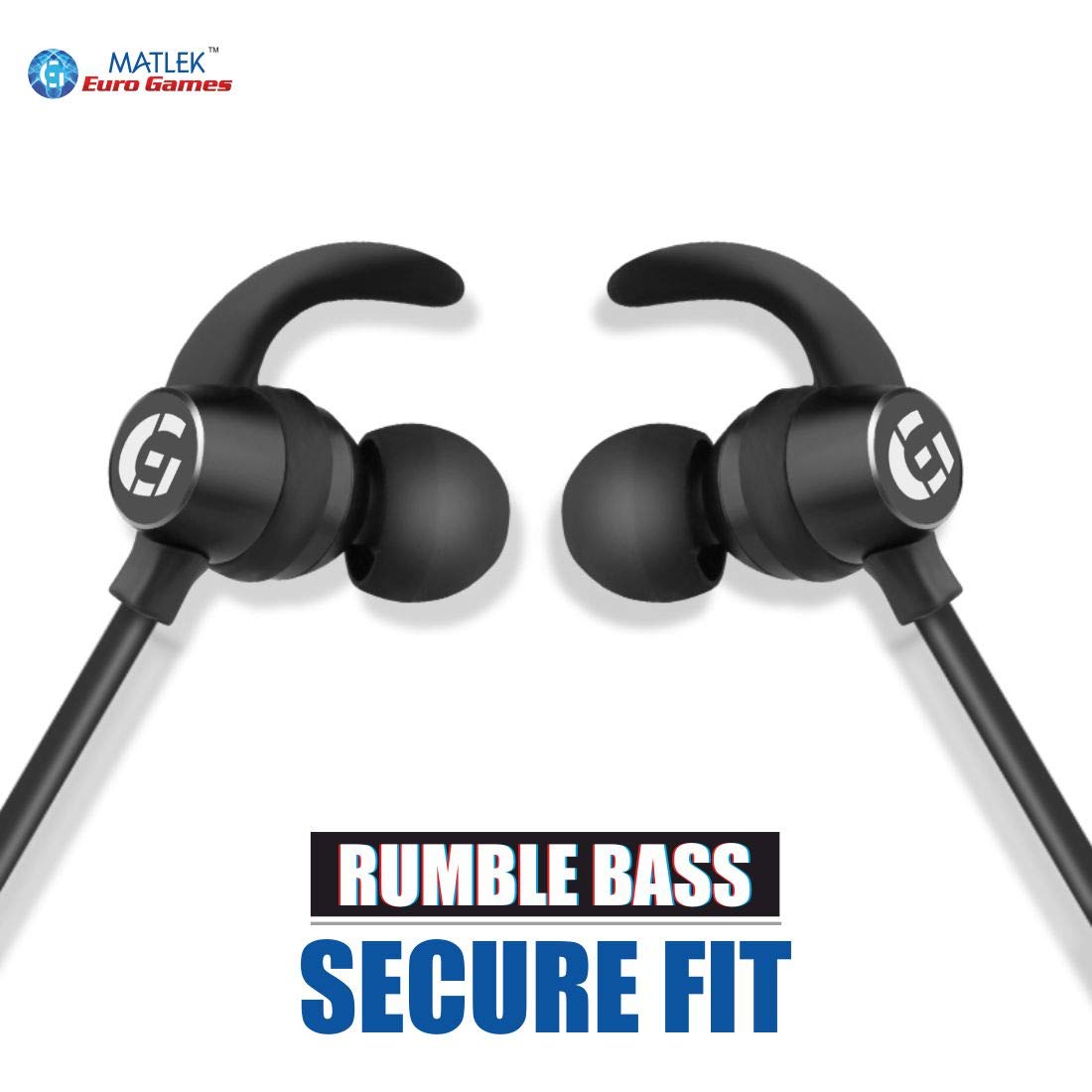 Matlek Fast Charging Bluetooth Earphone Wireless Headphone Neckband Sweat Proof