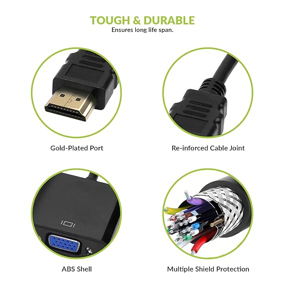 Tizum HDMI to VGA Gold Plated High-Speed 1080P Adapter/Connector/Converter Cable (Male to Female) for Media Players Tizum HDMI to VGA Gold Plated High-Speed 1080P Adapter/Connector/Converter Cable (Male to Female) for Media Players