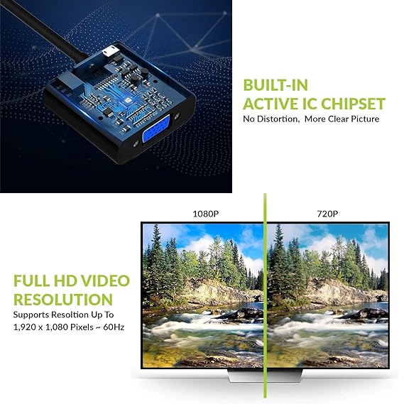 Tizum HDMI to VGA Gold Plated High-Speed 1080P Adapter/Connector/Converter Cable (Male to Female) for Media Players Tizum HDMI to VGA Gold Plated High-Speed 1080P Adapter/Connector/Converter Cable (Male to Female) for Media Players