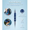 Wired Headphones with Mic - iClever Kids Headphones Foldable Stereo Tangle-Free 3.5mm-Blue