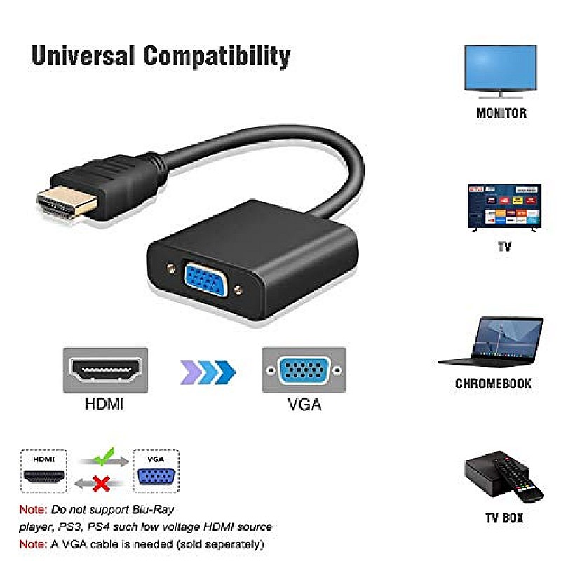 Live Tech HDMI to VGA with 1PC Audio Cable - (Black)