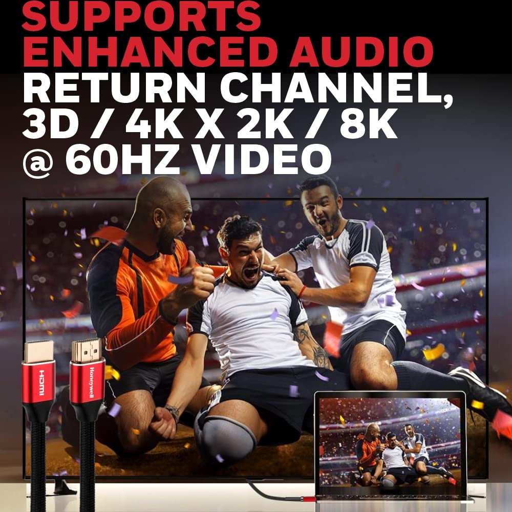 Honeywell HDMI Cable 2.1 with Ethernet, 8k@60Hz, 4k@120Hz UHD Resolution, 2 Mtr(6.6ft) Honeywell HDMI Cable 2.1 with Ethernet, 8k@60Hz, 4k@120Hz UHD Resolution, 2 Mtr(6.6ft)