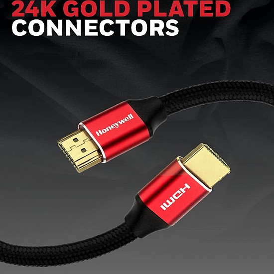 Honeywell HDMI Cable 2.1 with Ethernet, 8k@60Hz, 4k@120Hz UHD Resolution, 2 Mtr(6.6ft)