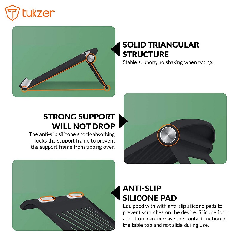 Tukzer Foldable Laptop & Tablet Stand Riser for Laptop/MacBook/Notebook