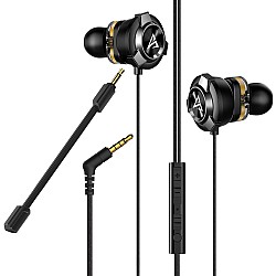 AirSound A200 Pro Dual Driver Gaming Earphone with Dual Mic & 3D Stereo Sound for Android, Tablets, PC, Laptop