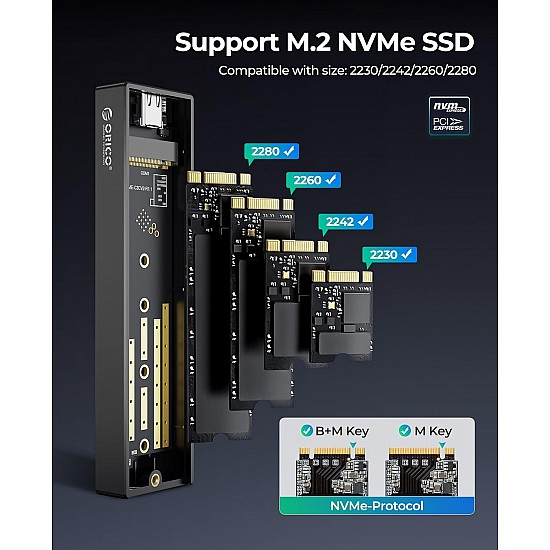 ORICO M2PV-C3 M.2 NVME SSD Enclosure (Not for SATA SSD) USB 3.1 Type C 