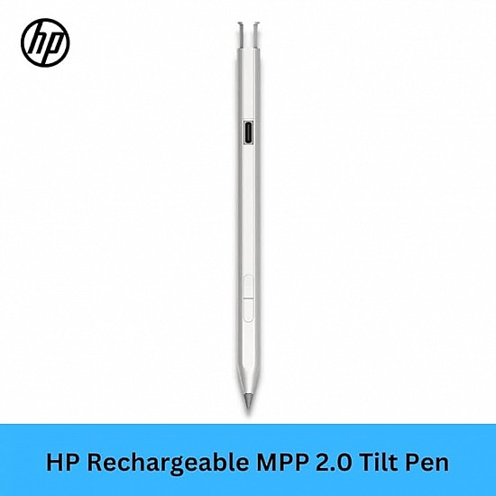 HP Rechargeable MPP 2.0 Tilt Pen for HP Devices Supporting Windows Ink and Microsoft Pen Protocol MPP2.0 (3J123AA), Silver