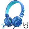 iClever Kids Headphones with Mic, Wired On Ear Headphones for Kids - Blue