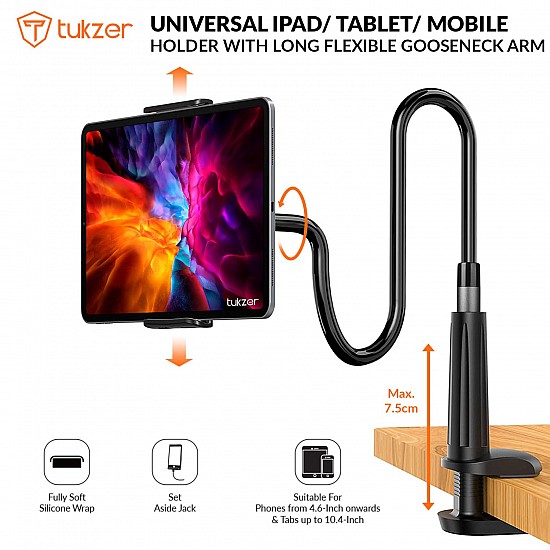 Tukzer Universal Tabletop Mobile & Tablet Holder with 360 Degree Flexible Rotation for Bed