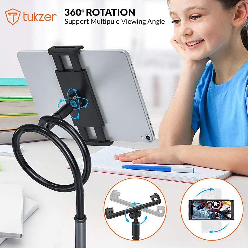 Tukzer Universal Tabletop Mobile & Tablet Holder with 360 Degree Flexible Rotation for-Bed-