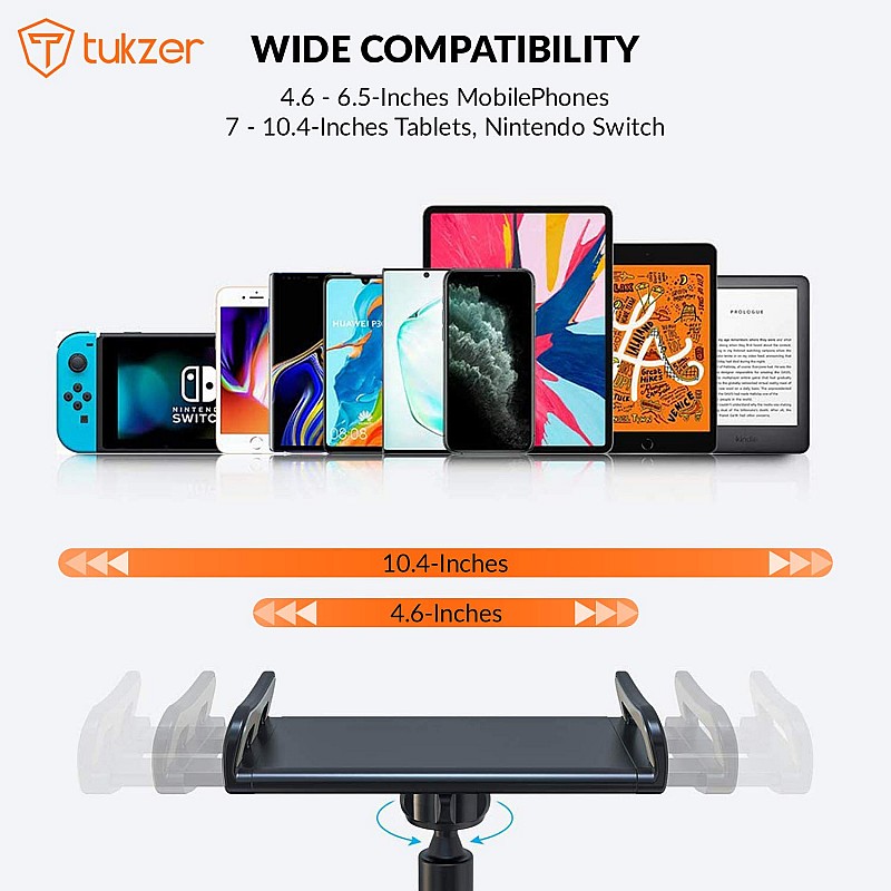 Tukzer Universal Tabletop Mobile & Tablet Holder with 360 Degree Flexible Rotation for-Bed-