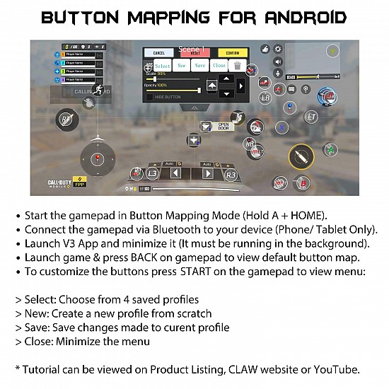 CLAW Shoot Bluetooth Mobile Gamepad Controller for Android Phones, Tablets & Windows PC, Laptops