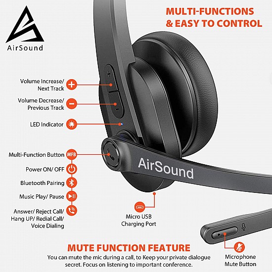 AirSound M99 Pro Bluetooth V5.0 Wireless Headset 