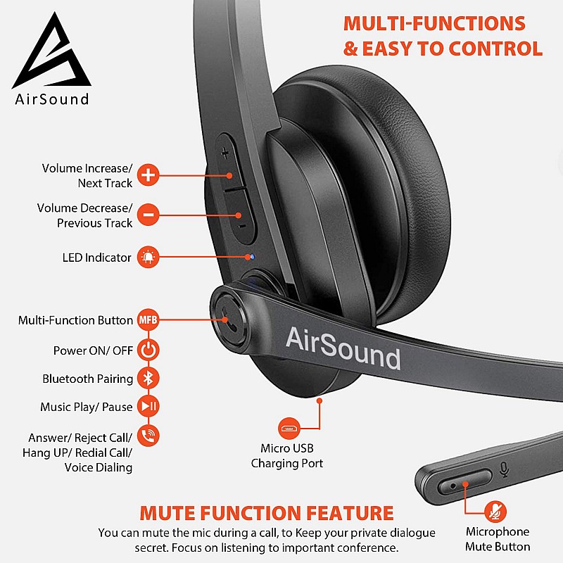 AirSound M99 Pro Bluetooth V5.0 Wireless Headset-