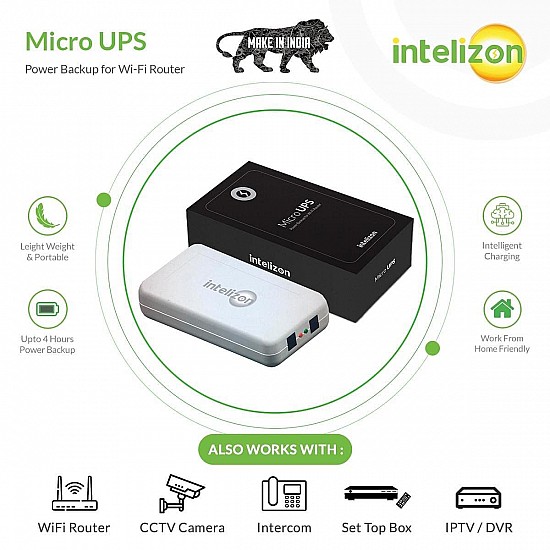 intelizon Intelizon MicroUps, 12V UPS for Router, Setup Box, WiFi CCTV, Baby Monitor - white