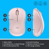 Logitech M221 Wireless Mouse, Silent Buttons, 2.4 GHz - Rose