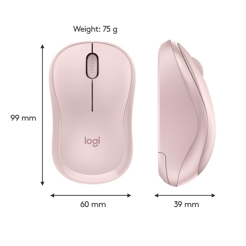 Logitech M221 Wireless Mouse, Silent Buttons, 2.4 GHz - Rose