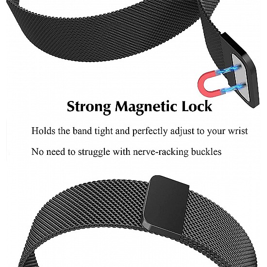 HUMBLE Stainless Steel 19mm Chain Strap with Magnetic Buckle Compatible with Noise Colorfit Pro 2, Boat Storm Smart Watch & Watches with 19mm Lugs.