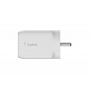 Belkin 65W GaN Dual USB-C (Type C) PD 3.0 Fast Charger with Pps-White