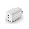 Belkin 65W GaN Dual USB-C (Type C) PD 3.0 Fast Charger with Pps-White