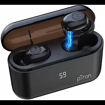 PTron Tango True Wireless Waterproof Twins v5.0 Bluetooth Headset  (Black, True Wireless)