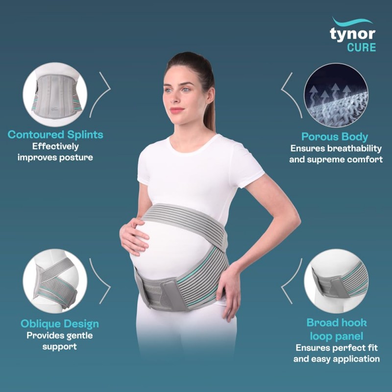 Tynor Pregnancy Back Support, Grey, Medium, 1 Unit