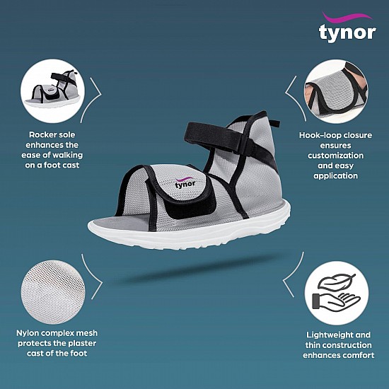 Tynor Cast Shoe Rocker Sole, Grey, XL, 1 Unit