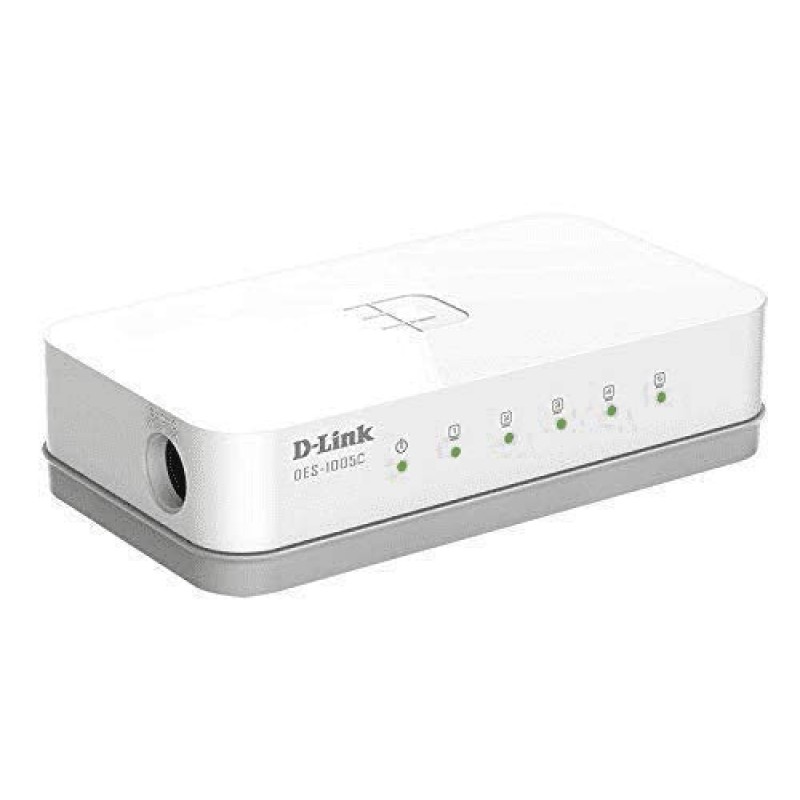 D-Link DES-1005C 5-Port 10/100 Mbps Unmanaged Switch, white D-Link DES-1005C 5-Port 10/100 Mbps Unmanaged Switch, white