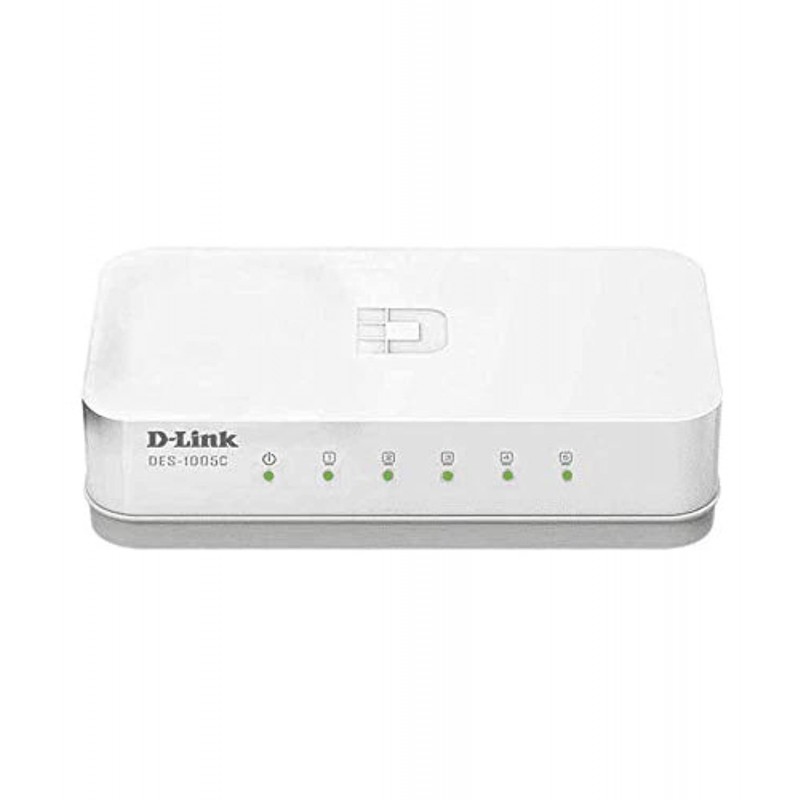 D-Link DES-1005C 5-Port 10/100 Mbps Unmanaged Switch, white D-Link DES-1005C 5-Port 10/100 Mbps Unmanaged Switch, white