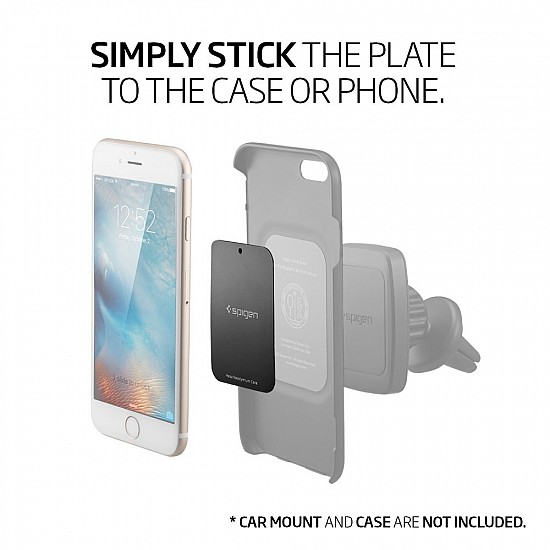 Spigen Metal Plates for Magnetic Car Phone Holder (4 Pack - 2 Round, 2 Rectangle) - Black