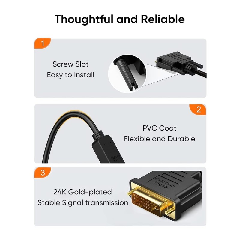 CableCreation DVI to HDMI Cable 0.5ft, Short Bi-Directional HDMI Female to DVI-D(24+1) Male Adapter, 1080P DVI-D to HDMI Conveter for PC, TV Box, PS5, Xbox