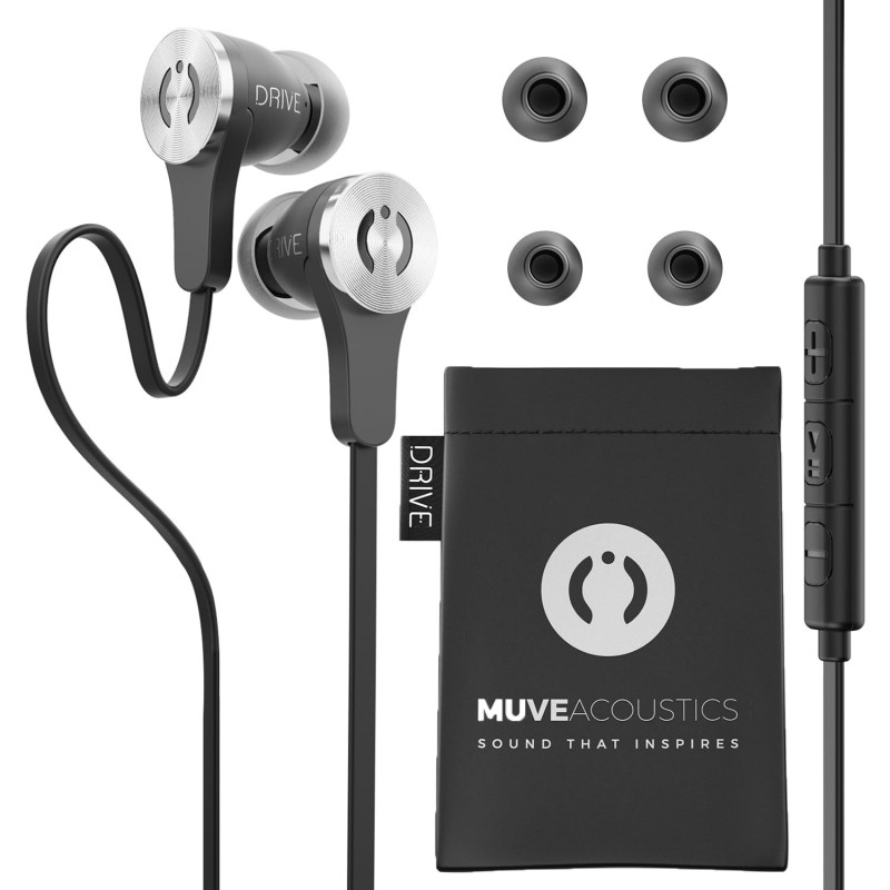 MuveAcoustics Drive MA-1000SB Premium in-Ear Wired Headphones with Mic (Steel Black)