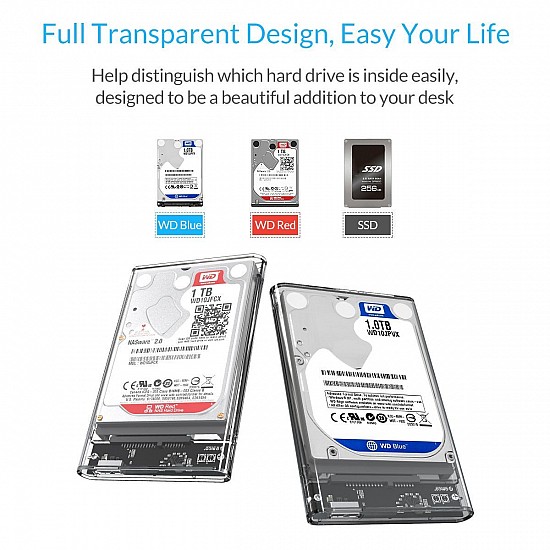 ORICO 2. 5 inch Transparent USB3. 0 Hard Drive Enclosure (2139U3)