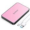 ORICO 2.5 Inch Hard Drive Enclosure USB C, 6Gbps USB 3.1 Gen 1 External SATA Drive Case for 2.5inch 9.5mm 7mm SSD HDD Up to 6TB, Tool Free, with 4 Colors to Choose, Support UASP (2588C3, Pink)