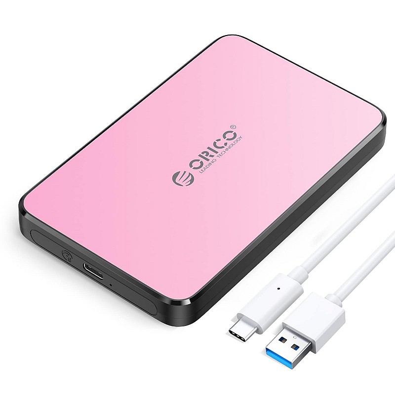 ORICO 2.5 Inch Hard Drive Enclosure USB C, 6Gbps USB 3.1 Gen 1 External SATA Drive Case for 2.5inch 9.5mm 7mm SSD HDD Up to 6TB, Tool Free, with 4 Colors to Choose, Support UASP (2588C3, Pink)