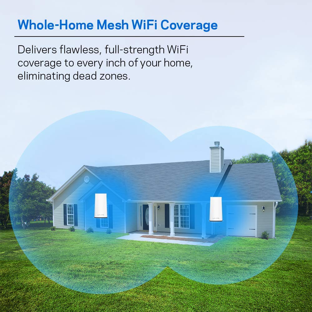 Linksys Velop Dualband AC1300 Mesh Wi-Fi 5 Router,MU-MIMO,Enhance Speed up to 1.3 Gbps per Router and Coverage up to 2000 sq ft,Replaces Router and WiFi Boosters,40+Devices,WHW0102-AH (Pack of 2) Linksys Velop Dualband AC1300 Mesh Wi-Fi 5 Router,MU-MIMO,Enhance Speed up to 1.3 Gbps per Router and Coverage up to 2000 sq ft,Replaces Router and WiFi Boosters,40+Devices,WHW0102-AH (Pack of 2)