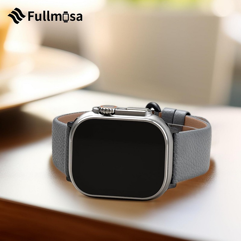 Fullmosa Leather Bands Compatible with Apple Watch 49mm 46mm 45mm 44mm 42mm 41mm 40mm 38mm Women Band Strap for iWatch Ultra 2/Ultra/10/9/8/7/6/5/4/3/2/1/SE2/SE, 49mm 46mm 45mm 44mm 42mm Grey