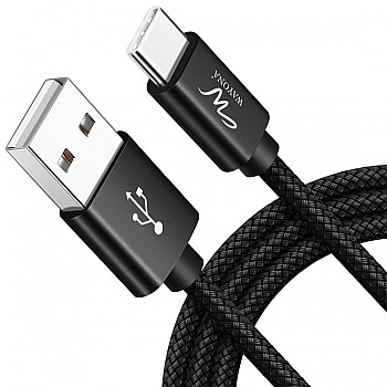 Wayona 65W Nylon Braided USB A to Type C 3Ft 1M 3A Fast Charger USB C Cable For Samsung Galaxy S9 S8 (1M, Black)