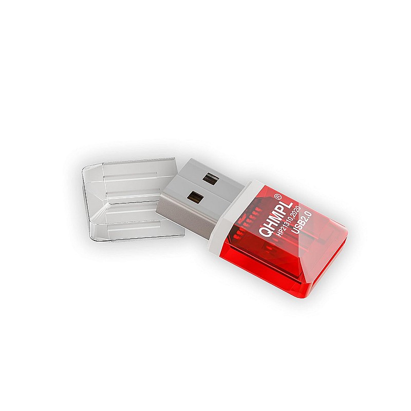 Quantum USB Card Reader for Micro SD/ TF Card, Compact and Lightweight, QHM-5570 (Red)