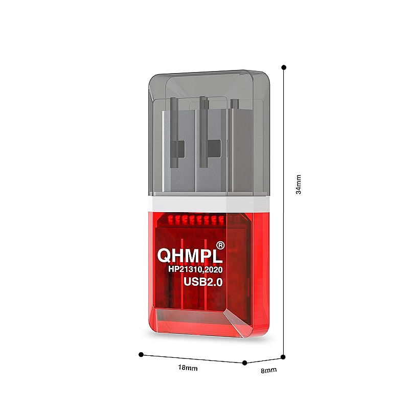 Quantum USB Card Reader for Micro SD/ TF Card, Compact and Lightweight, QHM-5570 (Red)